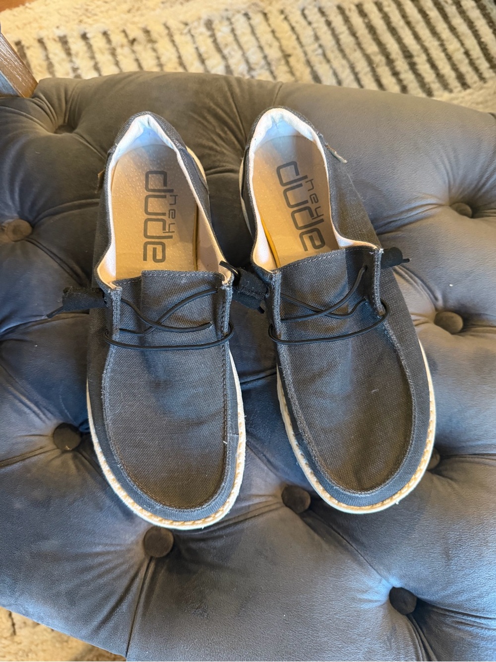 Hey Dude Women's Black Canvas Slip-On Loafers
